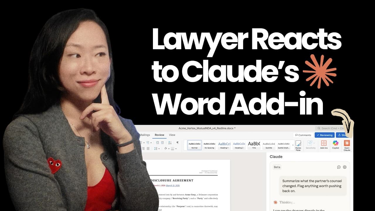 Lawyer Reacts to Claude's Word Add-in Demo